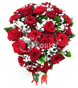 red roses bouquet with babys breath. Auckland